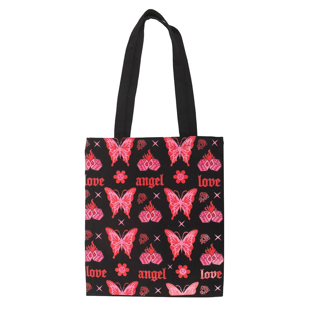 Something Different - Flaming Butterfly Print Polycotton Tote bag - Multicolours